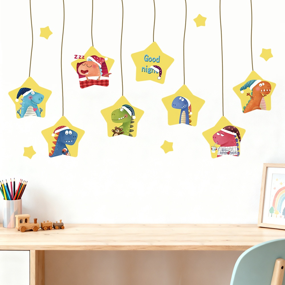 Decal Dán Tường Ngôi Sao Khủng Long Có Keo Sẵn 133x79cm - Trang Trí Phòng Ngủ Cho Bé