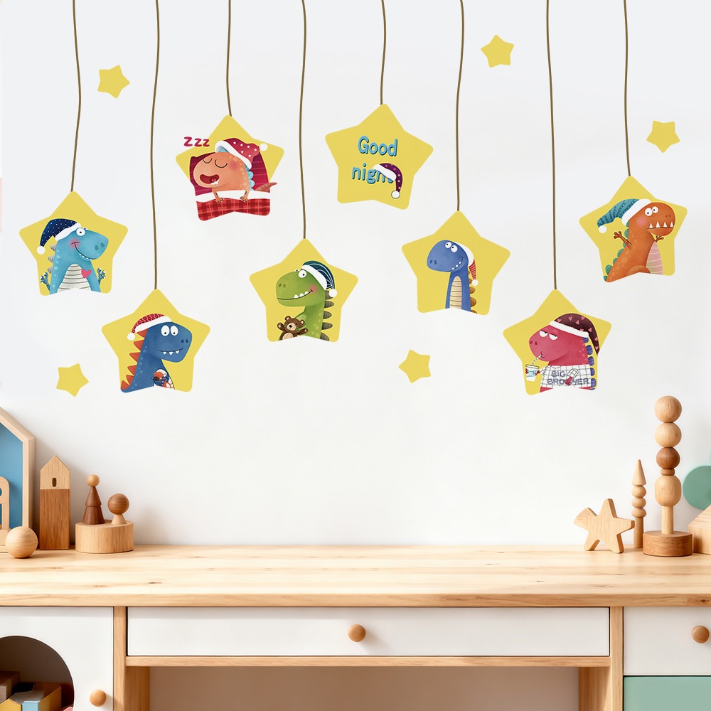 Decal Dán Tường Ngôi Sao Khủng Long Có Keo Sẵn 133x79cm - Trang Trí Phòng Ngủ Cho Bé
