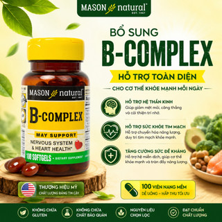 Viên uống vitamin B-Complex Mason Natural 100 viên giúp cải thiện trí nhớ, giảm stress và ăn ngon
