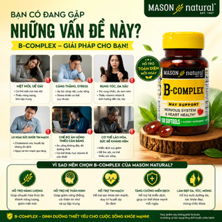 Viên uống vitamin B-Complex Mason Natural 100 viên giúp cải thiện trí nhớ, giảm stress và ăn ngon
