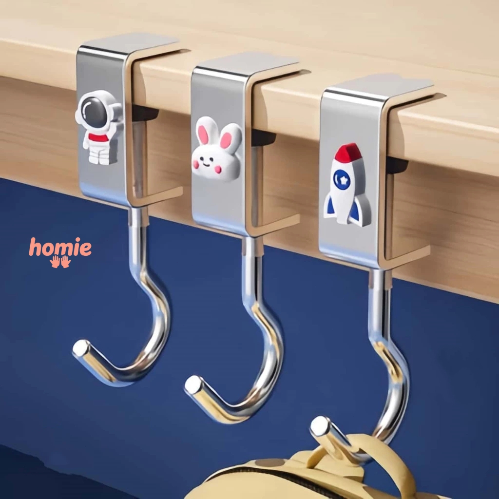 ✨Homie✨Móc treo balo túi xách bằng chất liệu kim loại cứng cáp móc treo đồ cạnh bàn có thể xoay