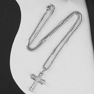SNUOFO - Dây chuyền nam thánh giá đính đá thép titan phong cách Mỹ Hip Hop độc đáo thời trang đường phố cao cấp