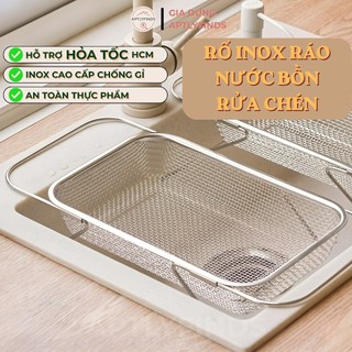 Rổ Inox Lưới Gác Bồn Rửa Chén, Rửa Rau Củ Quả APTLYFINDS - Có Thể Thu Gọn, Phơi Đũa Muỗng
