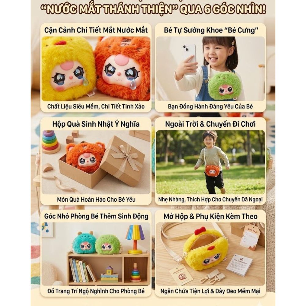 Túi Ví Đeo Chéo Cho Bé Hình Con Vật Nước Mắt Đáng Yêu Quà Tặng,Phụ Kiện Cho Bé Đeo Đi Chơi, Đi Học