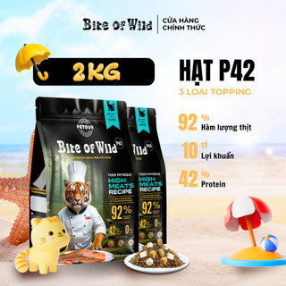 Thức Ăn Cho Mèo Bite Of Wild P42 Combo 2 Gói 1KG Không Chứa Ngũ Cốc Mix Topping Thịt Bò, Cá Hồi