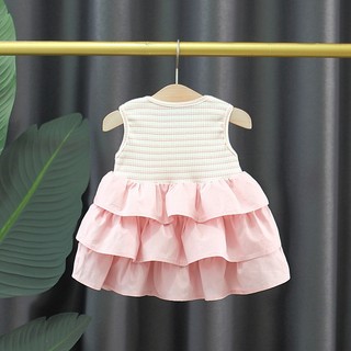 Váy bé gái sát nách xòe tầng thun cotton thoáng mát thời trang bé gái mùa hè style Hàn D1323 Bí Ngô Nhỏ
