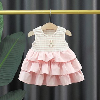 Váy bé gái sát nách xòe tầng thun cotton thoáng mát thời trang bé gái mùa hè style Hàn D1323 Bí Ngô Nhỏ