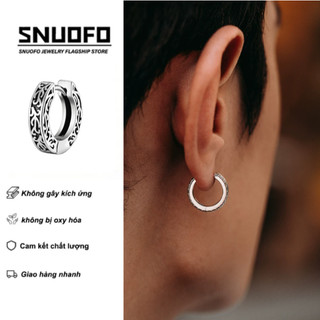SNUOFO - Khuyên tai vòng nam hoa văn cổ điển phong cách Punk đường phố cá tính thiết kế độc đáo cao cấp