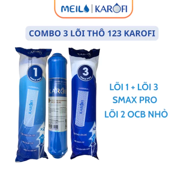 Combo Bộ Thô Karofi Gồm Lõi 1 Và Lõi 3 Smax Pro, Lõi 2 OCB-GAC Giúp Loại Bỏ Các Tạp Chất Cặn Bẩn Cho Máy Lọc N-e239,...