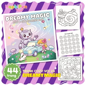 Bộ tranh tô màu 44 trang với chủ đề DREAM MAGIC khổ A4 và A5 dành cho bé tô màu thư giãn COZY23