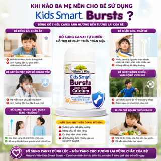 Viên uống canxi tảo biển đỏ cho bé Nature's Way Kids Smart Bursts Liquid Algae Calcium hộp 30 viên