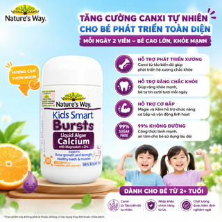 Viên uống canxi tảo biển đỏ cho bé Nature's Way Kids Smart Bursts Liquid Algae Calcium hộp 30 viên
