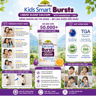 Viên uống canxi tảo biển đỏ cho bé Nature's Way Kids Smart Bursts Liquid Algae Calcium hộp 30 viên
