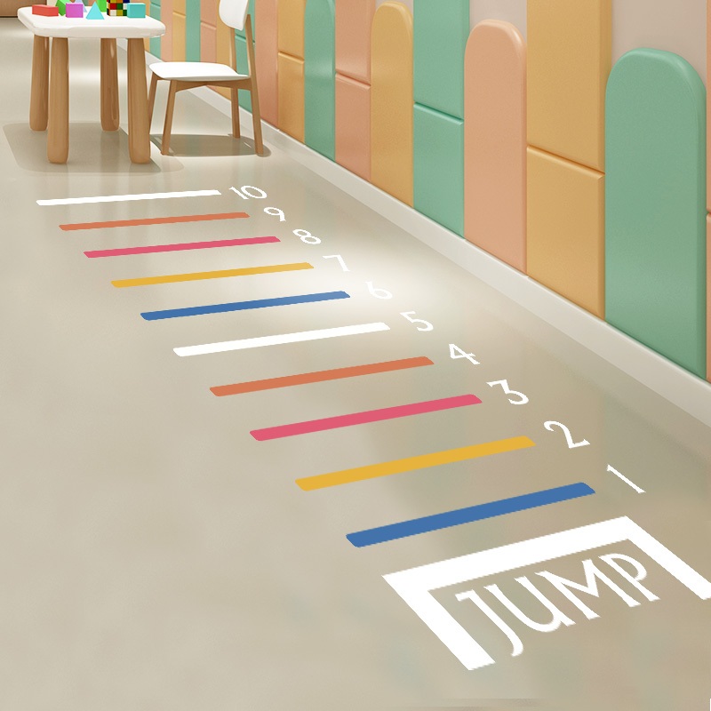 Decal Dán Sàn Nhảy Xa - Trò Chơi Vận Động Cho Bé Có Keo Sẵn 111x45cm - Trang Trí Lớp Học