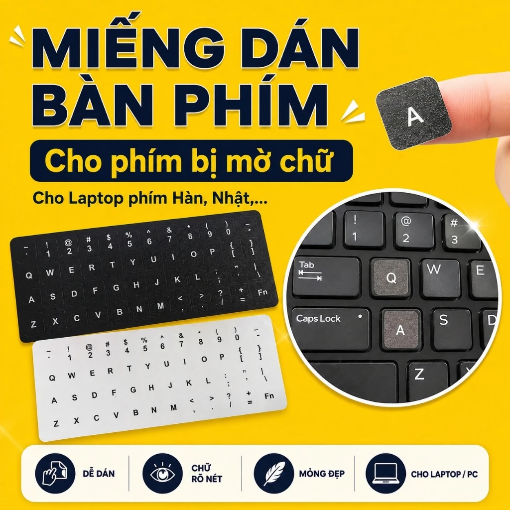Miếng Dán Bàn Phím Quốc Tế Cho Laptop Nhật, Hàn,... Chất Liệu Cao Cấp - Hàng Tự Sản Xuất - Giá Mềm