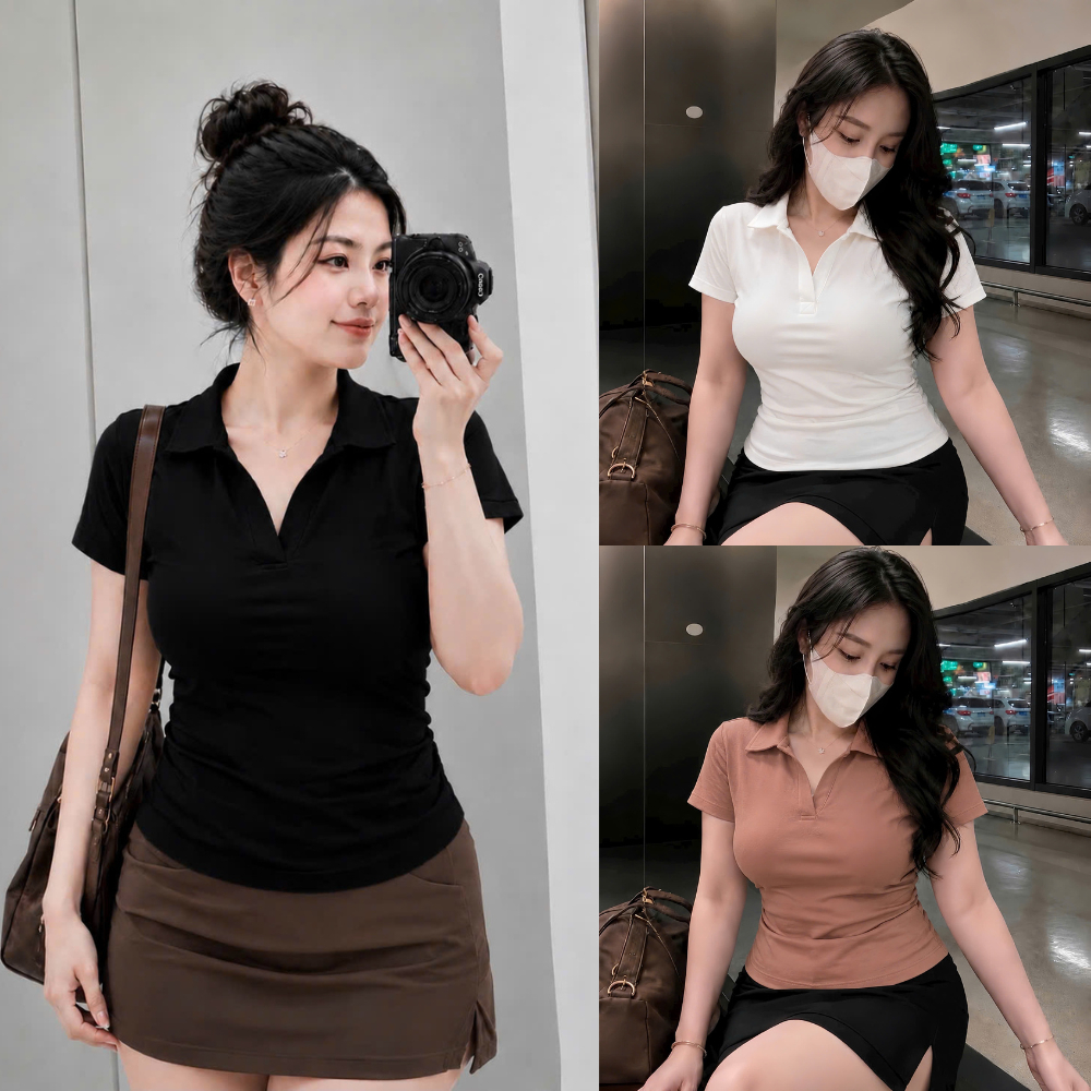 Áo Thun Kiểu Bigsize Nữ Áo Polo Chất Borib Co Dãn Tôn Dáng Ôm Body Cho Các Nàng Chubby ACB