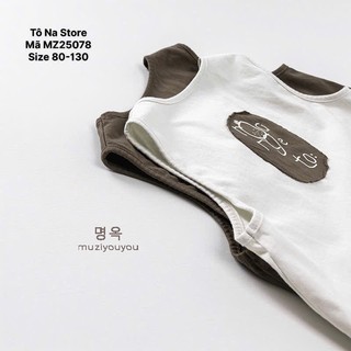 Áo ba lỗ sát nách mùa hè cho bé cotton thoáng mát basic phối túi ngực cho bé từ 9-28kg MZ25078