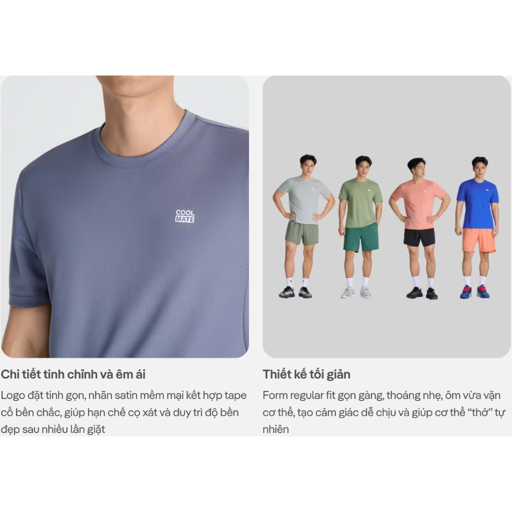 [MUA 4 GIẢM 20%][MỚI]ÁO THUN thể thao nam Essentials công nghệ Exdry 2.0, Áo tập Gym, Pickleball thoáng khí Coolmate