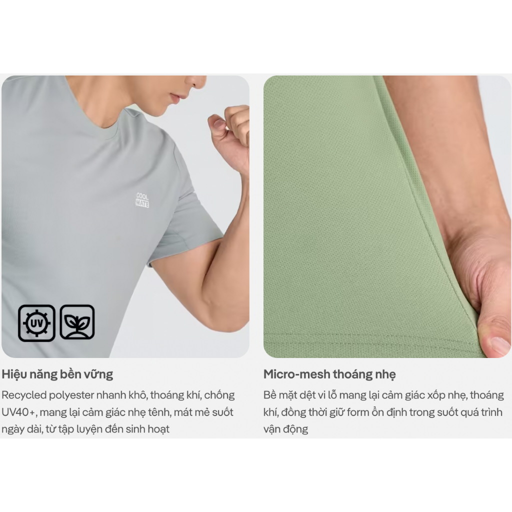 [MUA 4 GIẢM 20%][MỚI]ÁO THUN thể thao nam Essentials công nghệ Exdry 2.0, Áo tập Gym, Pickleball thoáng khí Coolmate