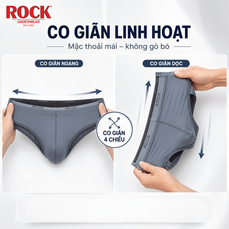 Quần Lót Nam ROCK QA511 Chất Liệu Thun Lạnh Trẻ Trung, Quần Lót Nam Thun Lạnh Thoáng Khí Êm Ái Không Bí Bách