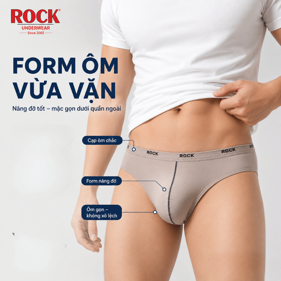 Quần Lót Nam ROCK QA511 Chất Liệu Thun Lạnh Trẻ Trung, Quần Lót Nam Thun Lạnh Thoáng Khí Êm Ái Không Bí Bách