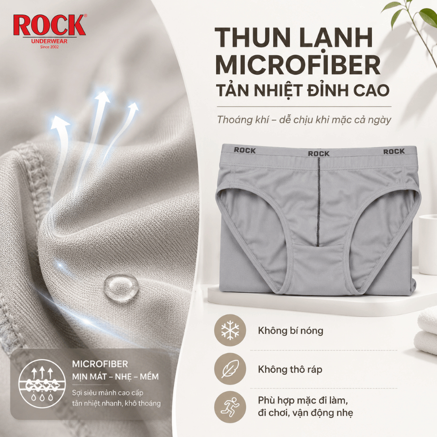 Quần Lót Nam ROCK QA511 Chất Liệu Thun Lạnh Trẻ Trung, Quần Lót Nam Thun Lạnh Thoáng Khí Êm Ái Không Bí Bách