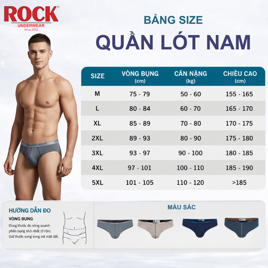 Quần Lót Nam ROCK QA511 Chất Liệu Thun Lạnh Trẻ Trung, Quần Lót Nam Thun Lạnh Thoáng Khí Êm Ái Không Bí Bách