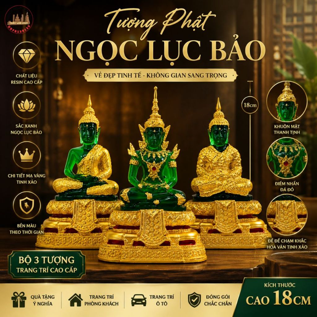 Phụ Kiện Decor Chất Liệu Bền Đẹp Màu Xanh Ngọc Mạ Vàng Cao 18cm Trang Trí Nội Thất