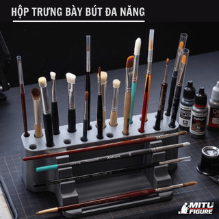 Hộp Trưng Bày Bút Vẽ Đa Năng kèm khay nước đa dụng  2 in 1  -kệ treo gác bút vẽ -cọ sơn cho dân sơn - Tô màu MITU Figure
