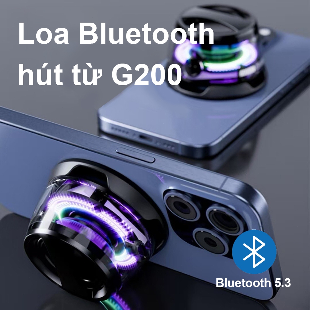 Loa Bluetooth từ tính, Loa G200 di động đa chức năng với đèn nhiều màu RGB Hiển thị hiệu ứng âm thanh vòm 3D , trò chơi