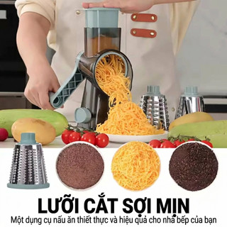 Máy Bào Rau Củ Đa Năng 3 Lưỡi - Dụng Cụ Thái  Lát Bào Sợi Nghiền Rau Củ Quay Tay Nhà Bếp
