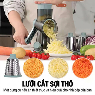 Máy Bào Rau Củ Đa Năng 3 Lưỡi - Dụng Cụ Thái  Lát Bào Sợi Nghiền Rau Củ Quay Tay Nhà Bếp
