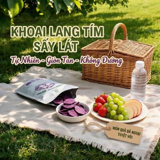 Khoai Lang Tím Sấy Lát Thượng Hạng AMMU (Túi 80g) - Đặc Sản Đà Lạt Giòn Rụm, Nguyên Vị Tự Nhiên, Ăn Vặt Healthy