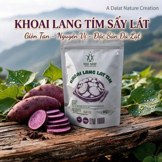 Khoai Lang Tím Sấy Lát Thượng Hạng AMMU (Túi 80g) - Đặc Sản Đà Lạt Giòn Rụm, Nguyên Vị Tự Nhiên, Ăn Vặt Healthy