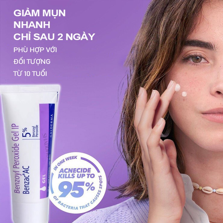 Gel Chấm Mụn Benzac Ac Benzoyl 2,5% 5% Adapalene Dưỡng Trắng Cấp Ẩm Giảm Mụn Mờ Thâm Sẹo 30g