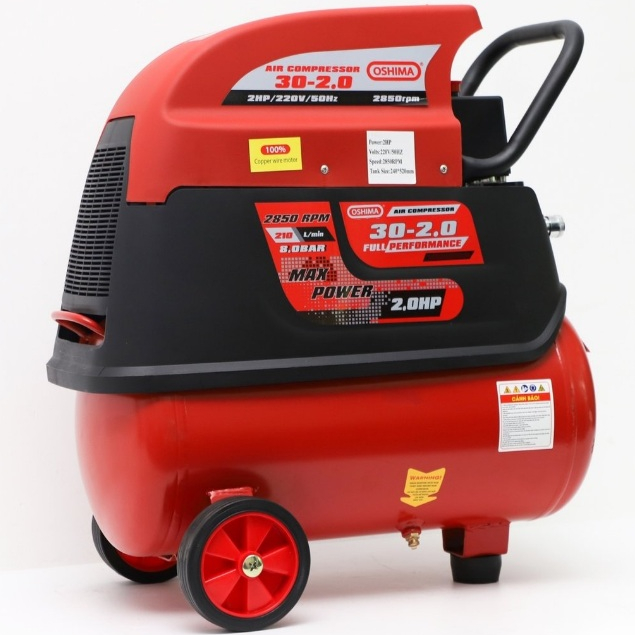 Máy Nén Khí Oshima 30L (Có Dầu), Công Suất 2.0HP, Sử Dụng Dây Đồng, Bảo Hành 12 Tháng