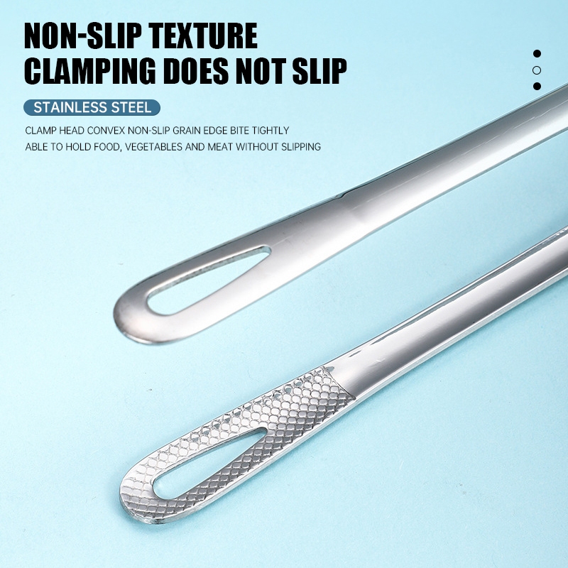 ✨Homie✨Kẹp gắp thức ăn inox 304 mẫu mới cán dài Tay cầm dài Kẹp thịt nướng đường chống trượt Bít tết 19/24/28CM
