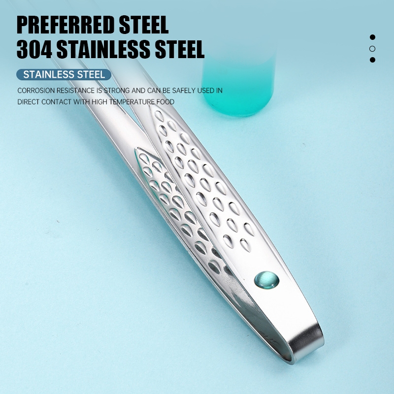 ✨Homie✨Kẹp gắp thức ăn inox 304 mẫu mới cán dài Tay cầm dài Kẹp thịt nướng đường chống trượt Bít tết 19/24/28CM