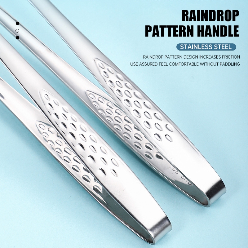 ✨Homie✨Kẹp gắp thức ăn inox 304 mẫu mới cán dài Tay cầm dài Kẹp thịt nướng đường chống trượt Bít tết 19/24/28CM