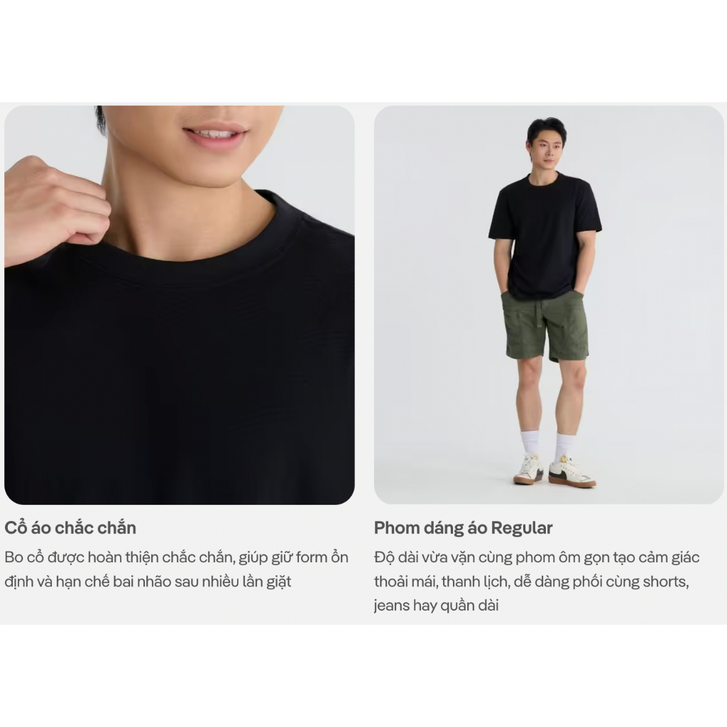[MUA 4 GIẢM 20%][MỚI]Áo thun Tshirt nam Regular Fit Cotton poly 180gsm mềm mại, chất mát, thoáng khí co giãn Coolmate