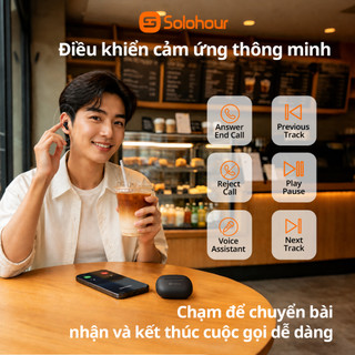 Solohour ST3 Tai Nghe Bluetooth Không Dây TWS Bluetooth 6.0 Tai Nghe Nhét Tai, Bass Mạnh, Mic Đàm Thoại, Chơi Game, Pin