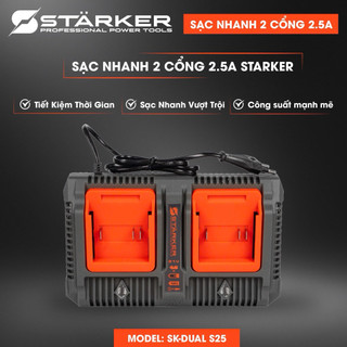 Sạc Bàn Đôi MM21 Starker Sạc Nhanh 2,5A 2 Pin Cùng Lúc Chân Pin Phổ Thông Bảo Hành 6 Tháng