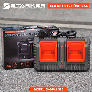 Sạc Bàn Đôi MM21 Starker Sạc Nhanh 2,5A 2 Pin Cùng Lúc Chân Pin Phổ Thông Bảo Hành 6 Tháng