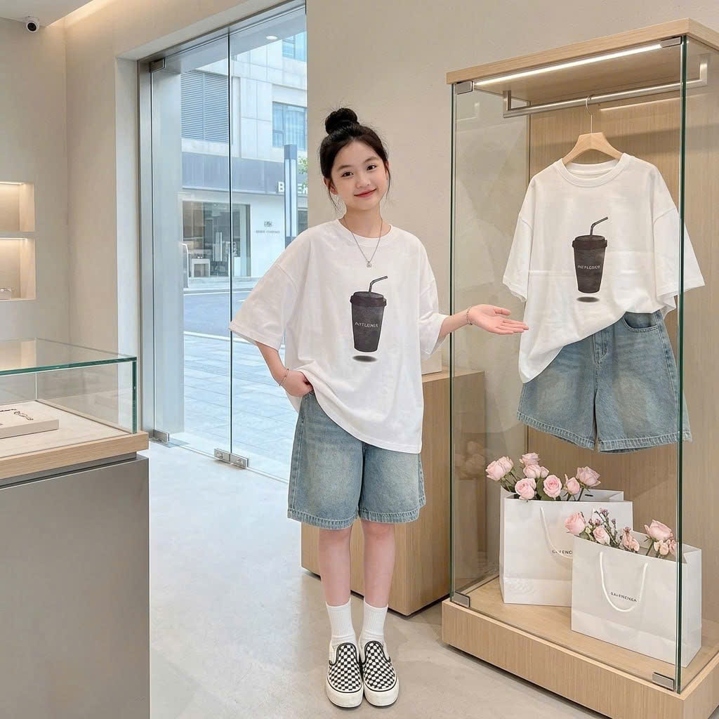 Quần jeans ngố suông cho bé gái size đại BEESHOP H26030