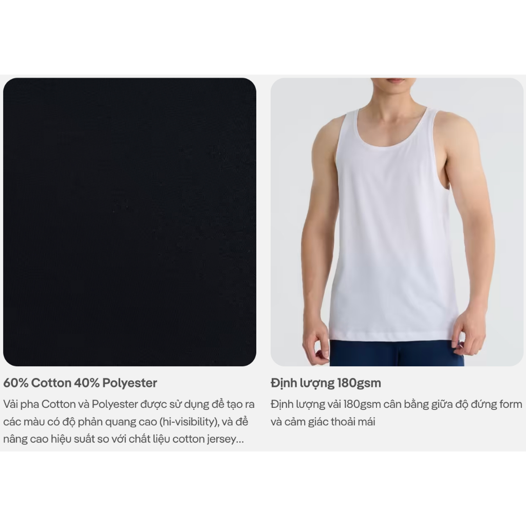 [MUA 4 GIẢM 20%][MỚI]Áo Tanktop nam Regular Fit Cotton poly 180gsm mềm mại, chất mát, thoáng khí, co giãn Coolmate