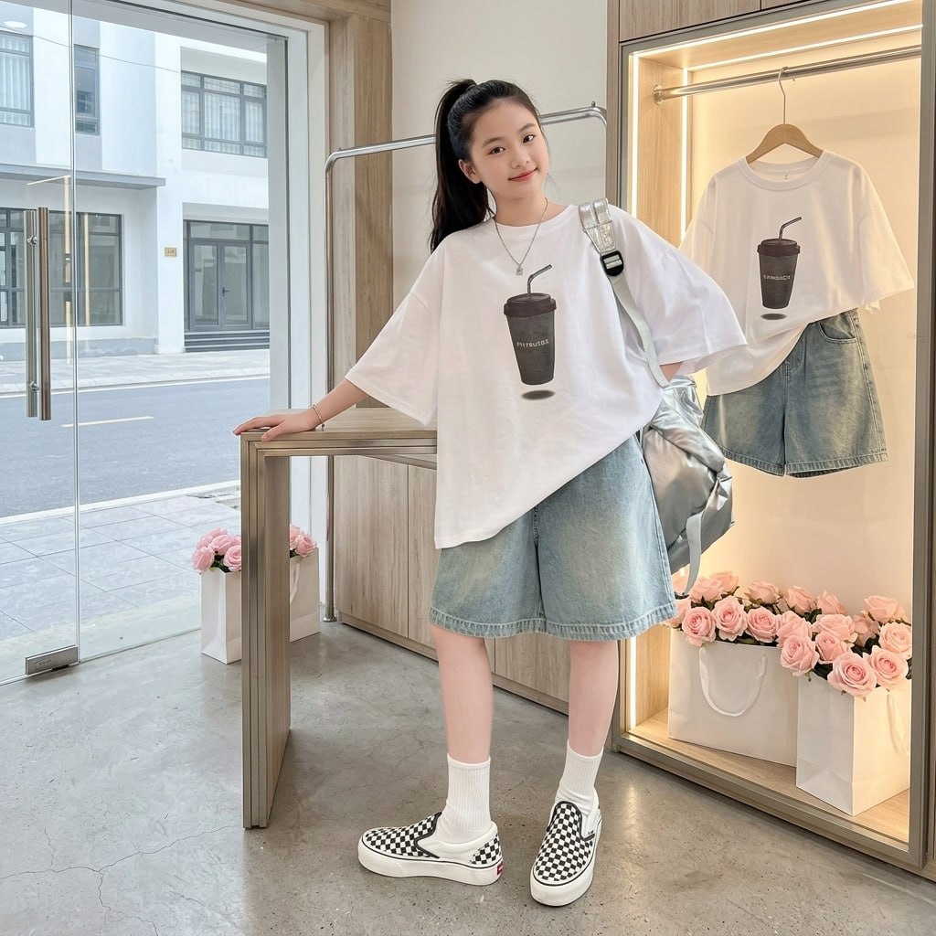 Quần jeans ngố suông cho bé gái size đại BEESHOP H26030