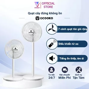 MiQCOOKO Quạt cây đứng, Quạt điện 7 cánh có điều khiển từ xa THẾ HỆ MỚI, quạt không ồn tiết kiệm điện motor đạn bạc