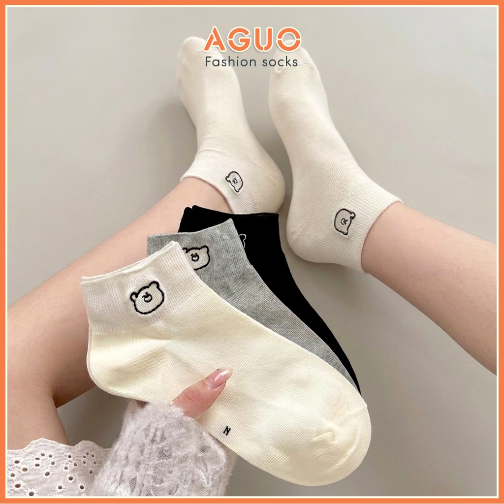 Vớ nữ cổ thấp sét 3 đôi dệt nổi - tất vớ cotton thoáng khí thấm hút mồ hôi chân - Aguo shop