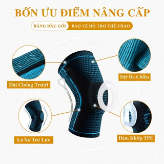 Đai Bảo Vệ Đầu Gối Đệm Silicon Lò Xo Cao Cấp Giảm Chấn Thương Khi Chơi Thể Thao Gym Chạy Bộ, Thủ Môn