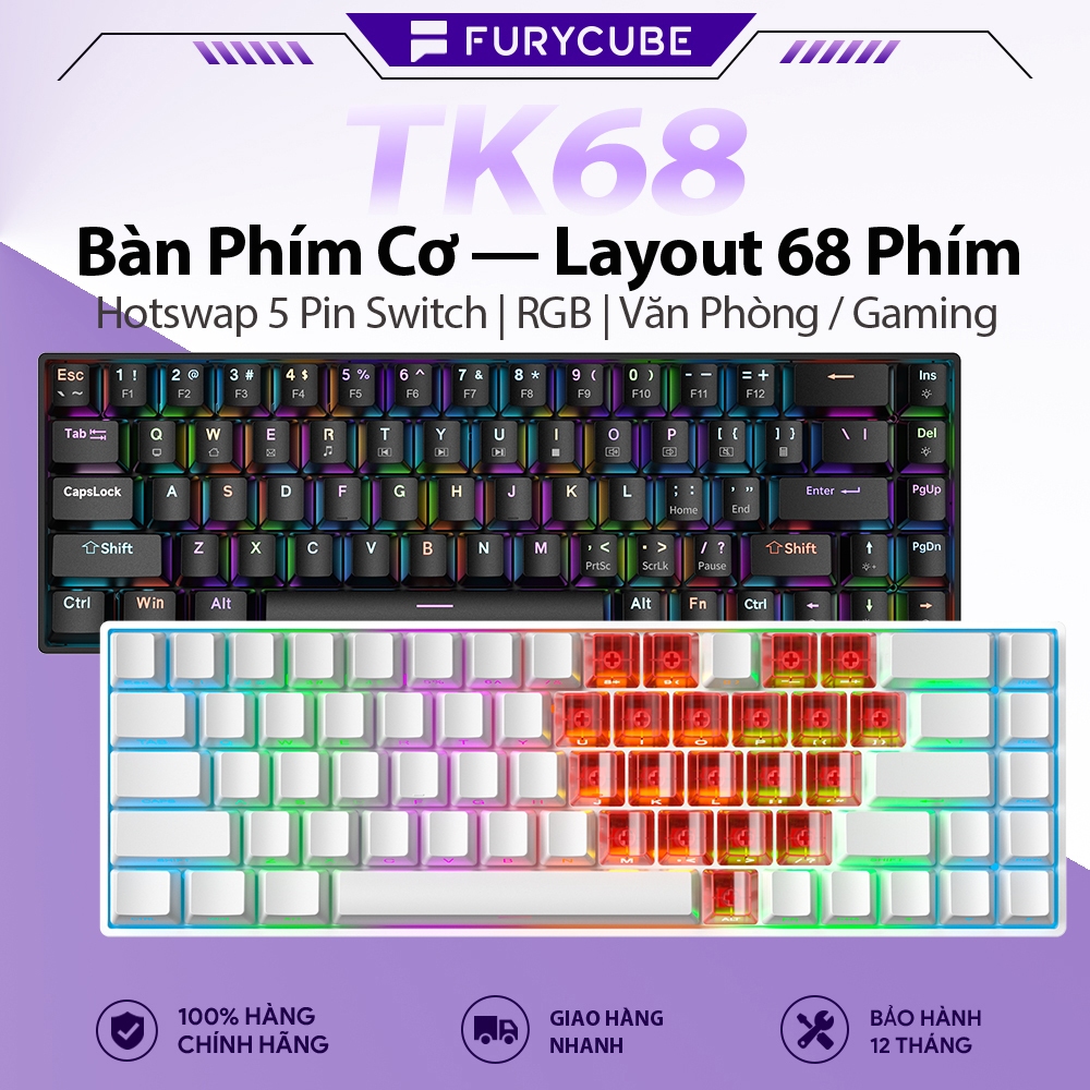 Bàn Phím Cơ 68 Phím ZIFRIEND TK68, Hot-Swap, LED RGB, Êm Tay, Gọn Gàng, Văn Phòng & Game | BigBuy360 - bigbuy360.vn